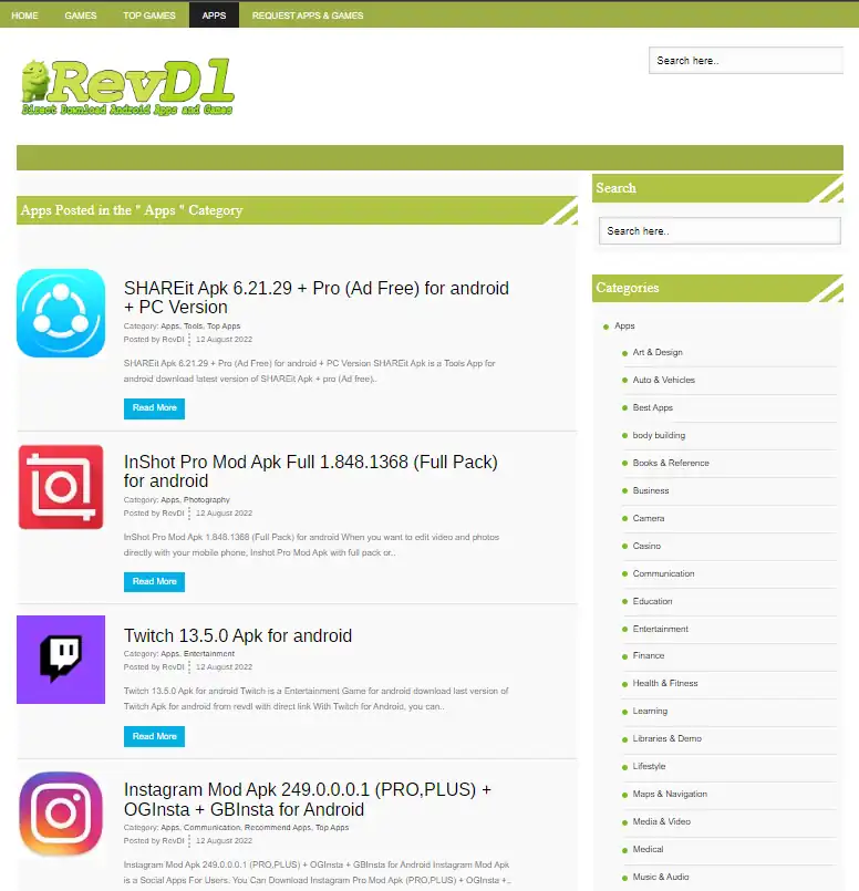 RevDL - Best Website to Download Cracked App for Android