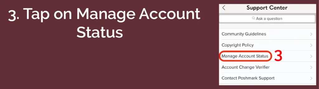 Tap On Manage Account Status Delete Poshmark Account Permanently