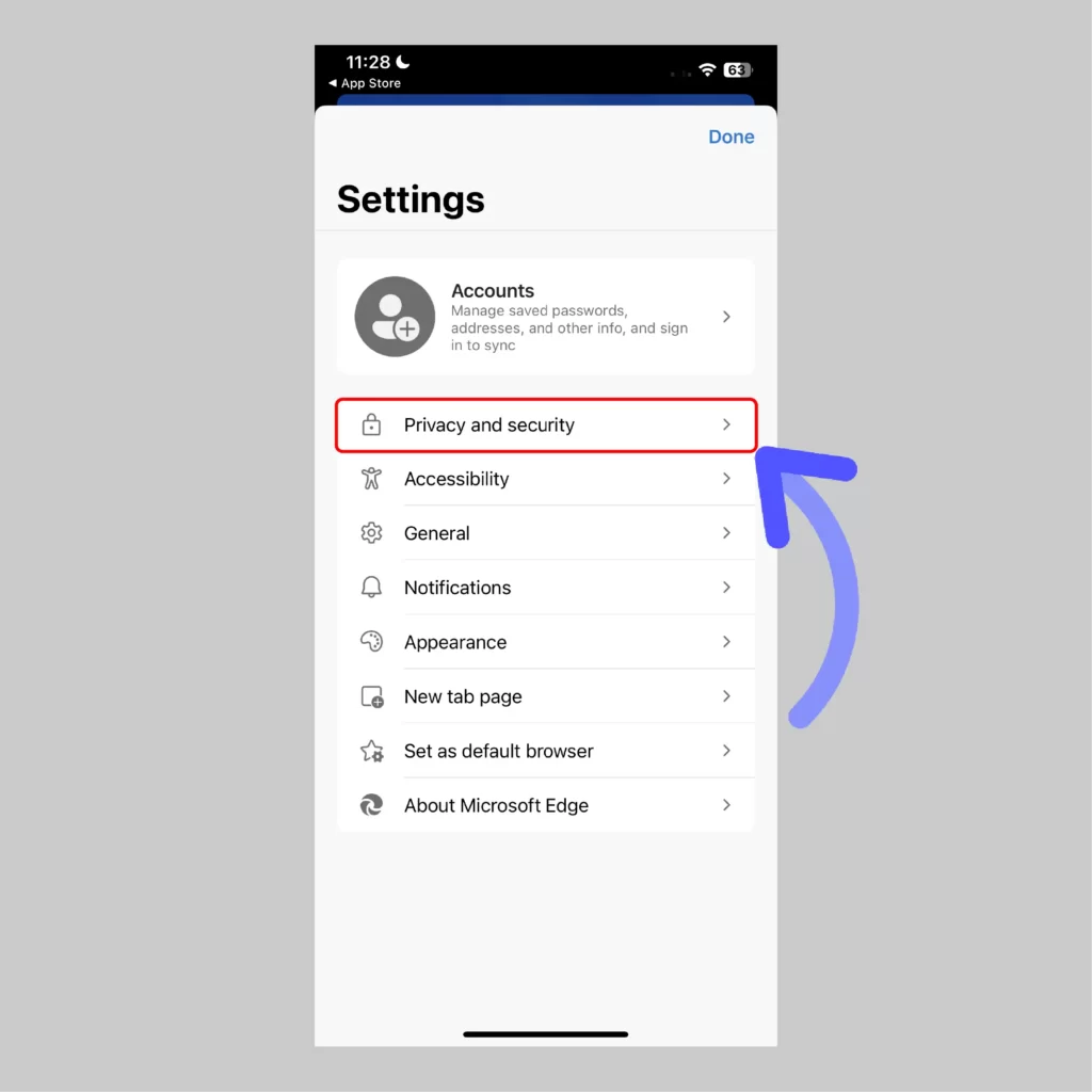 How to Clear Browser Cache on Microsoft Edge In-the-Main-Settings-tap-on-Privacy-and-Security-section