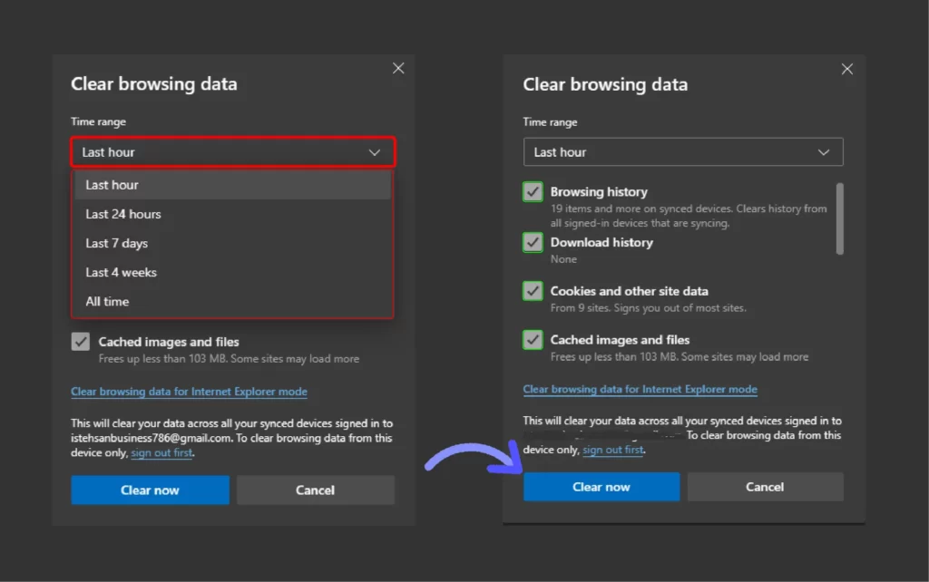 How to Clear Browser Cache on Microsoft Edge Select-the-Time-Range-and-click-on-Clear-Now-button-to-clear-Browser-Cache-on-Microsoft-Edge