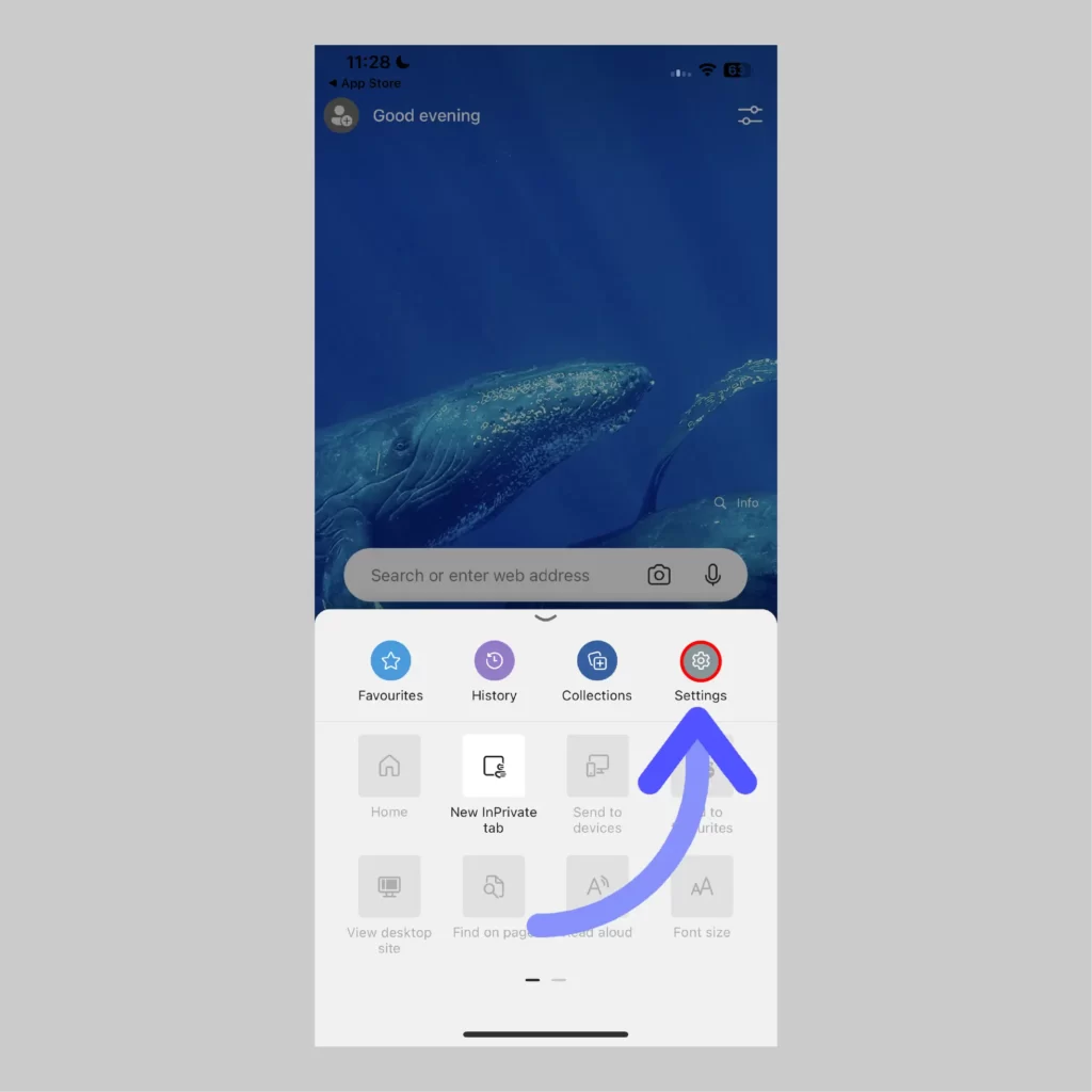 How to Clear Browser Cache on Microsoft Edge Tap-on-settings-from-the-sliding-popup-menu