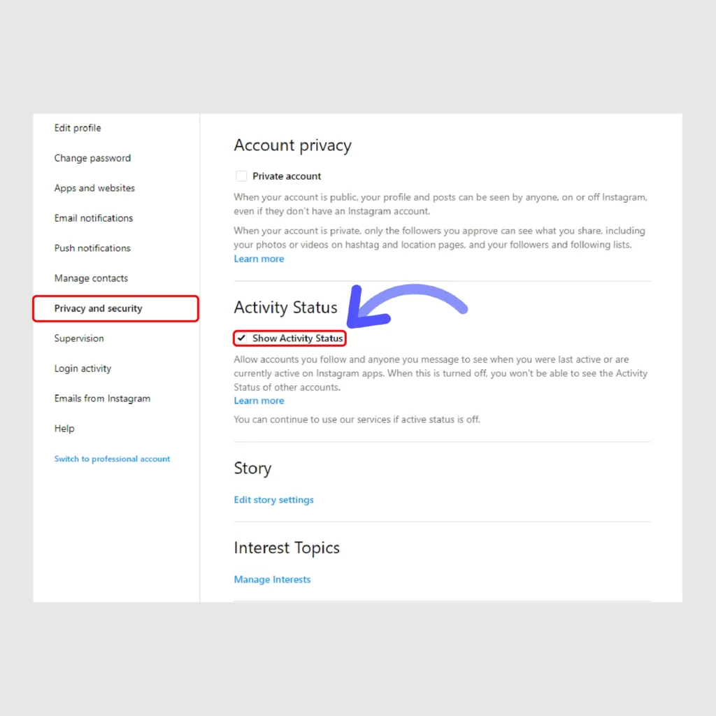 How to make yourself appear offline on Instagram After-that-goto-Privacy-and-Security-and-you-can-see-the-Activity-Status-option-there-1