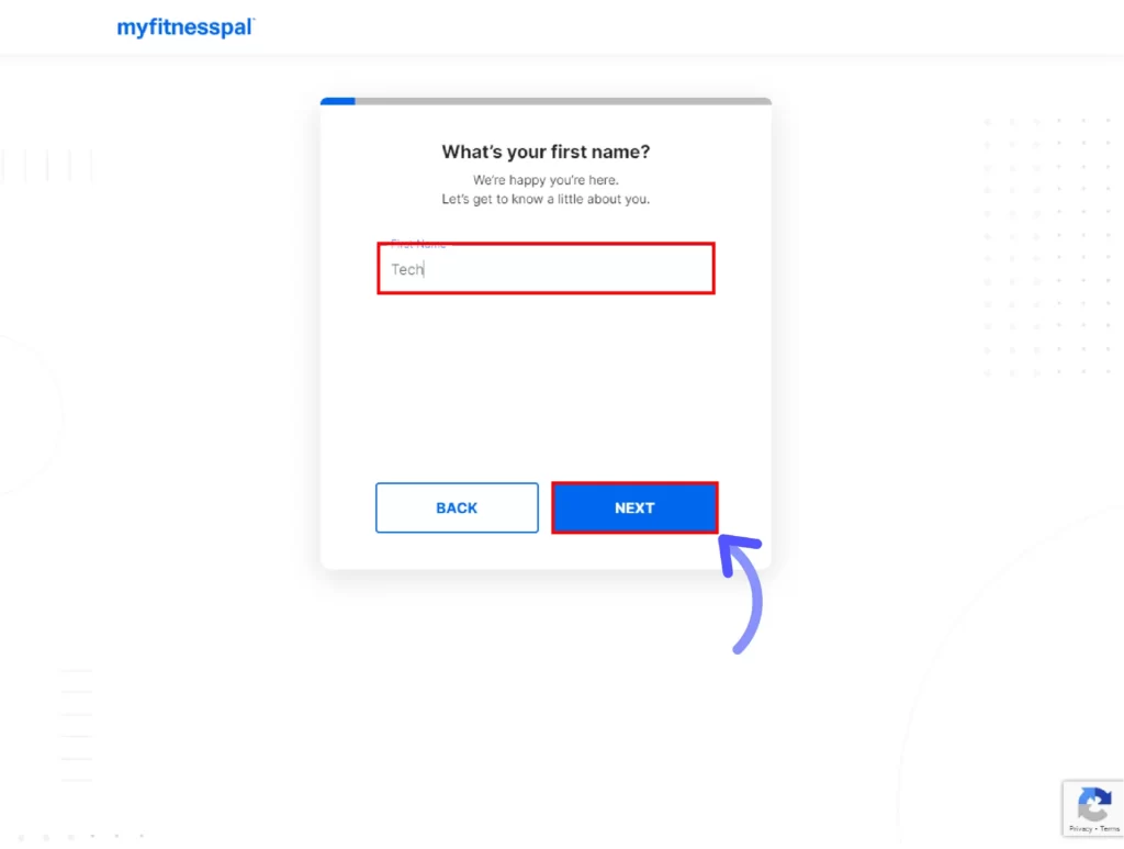 Get MyFitnessPal Premium for Free: MyFitnessPal Free Trial Enter-your-first-name-and-click-on-Next-button