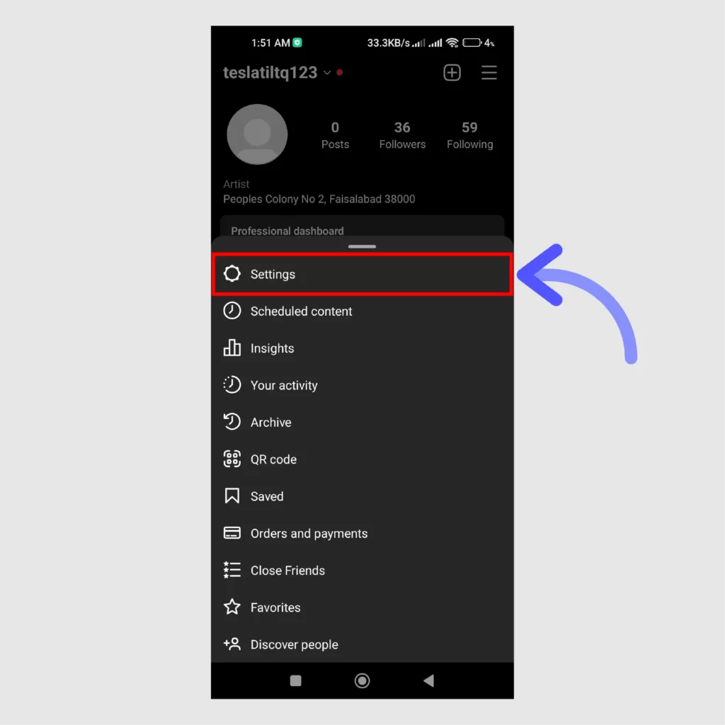 How to make yourself appear offline on Instagram Next-tap-on-the-Settings-options-from-the-bunch-of-options