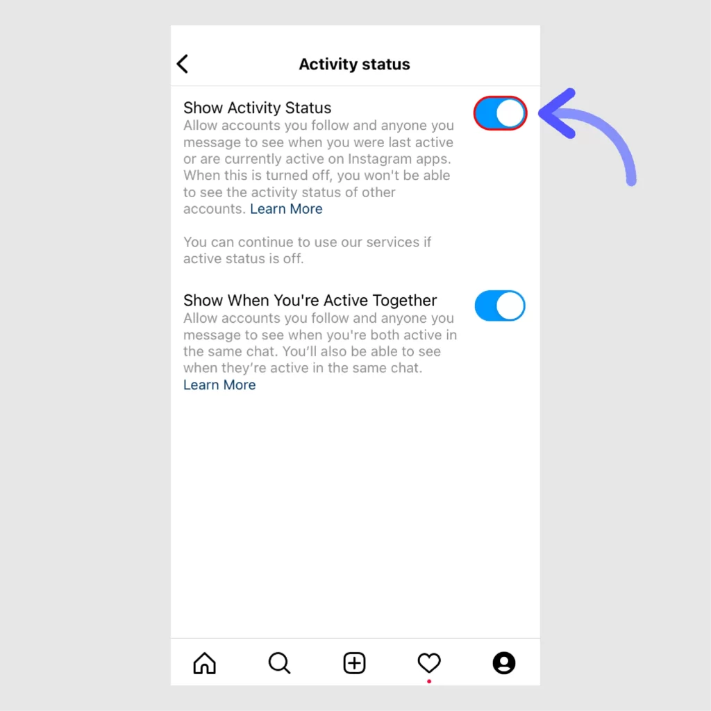 How to make yourself appear offline on Instagram Toggle-disanle-the-Show-Activity-Status-option-on-Instagram-app