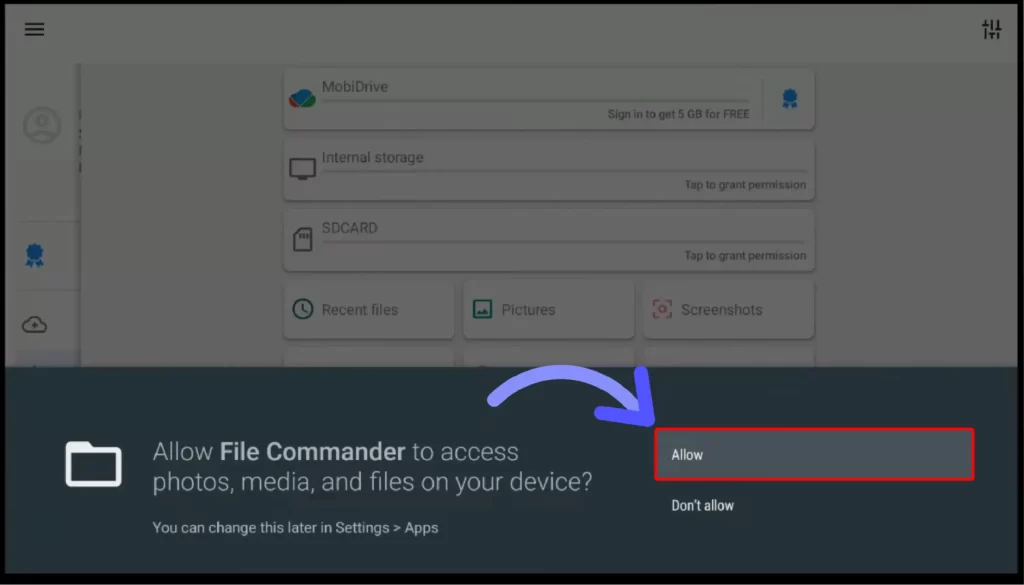 Easy Installation Guide: How to Install UC Browser on Android Smart TV? Allow-File-Commander-app-to-access-your-Android-TV-Files