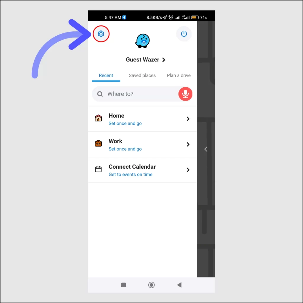 Download Waze Voices: 80+ Waze Voices Tap on the Settings icon