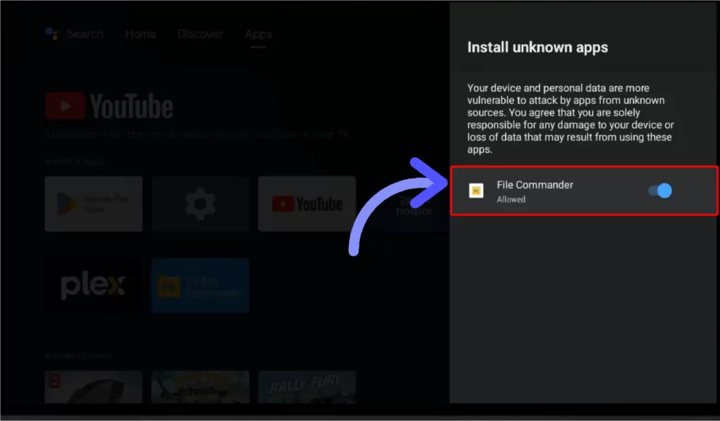 How to Download & Install Downloader App on Android TV / Smart TV? (2024) Toggle-Enable-the-File-Commander-option