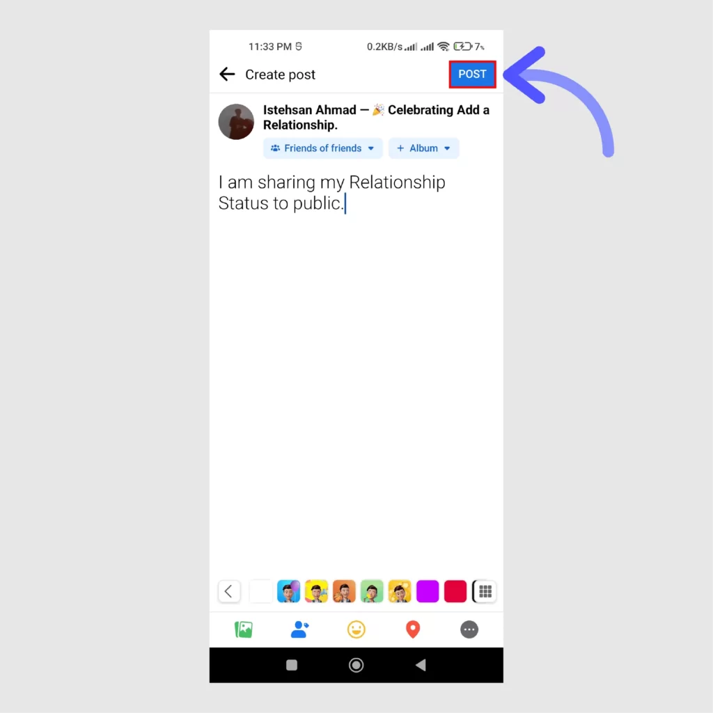 How to Share Relationship Status on Facebook News Feed & Timeline? Add your relationship experience in post and then Tap on Post option