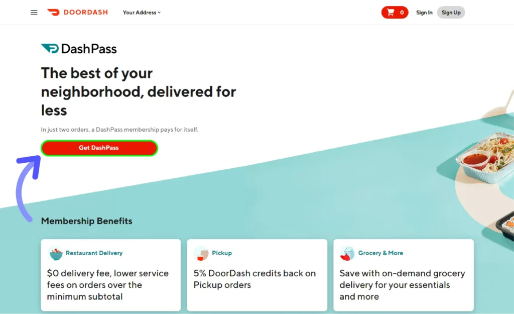How to Get DashPass Free Trial? Click on Get DashPass to get started with DashPass free trial
