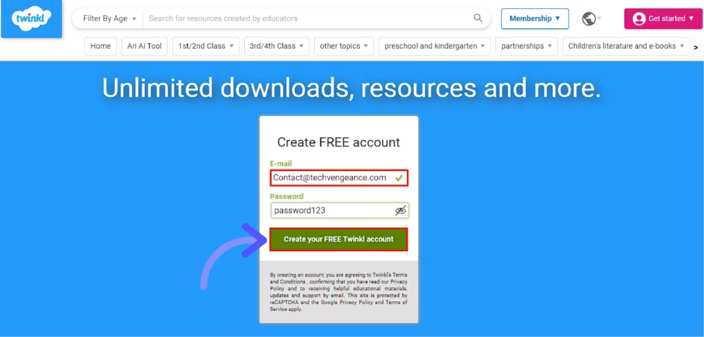 How to Get Twinkl Free Trial? Enter your email address and password then click on Create your FREE Twinkle account button to get started with twinkle free trial