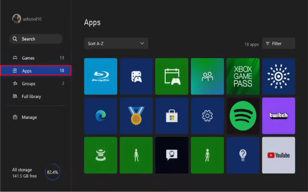 How to Stream Formula 1 on Xbox One, Xbox Series S, & Xbox Series X Select the App categories