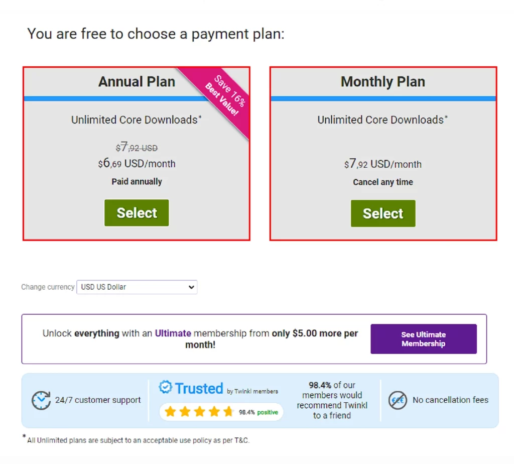How to Get Twinkl Free Trial? Select the individual plan on per month or yearly bases
