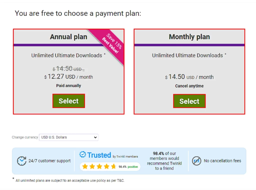 How to Get Twinkl Free Trial? Select your prefred plan to upgrade from free to premium