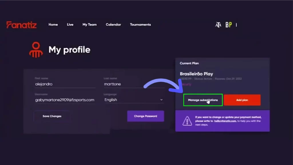 Fanatiz Free Trial: How to Get 7 Days Free Trial on Fanatiz Click on Manage subscription on Fanatiz