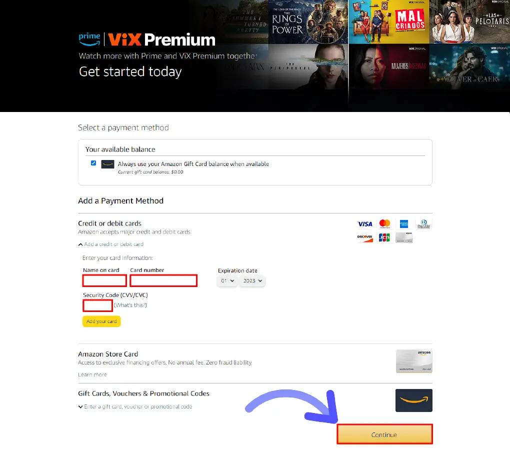 ViX Plus Free Trial: How to Get ViX+ Premium for Free enter your payment information on Amazon account