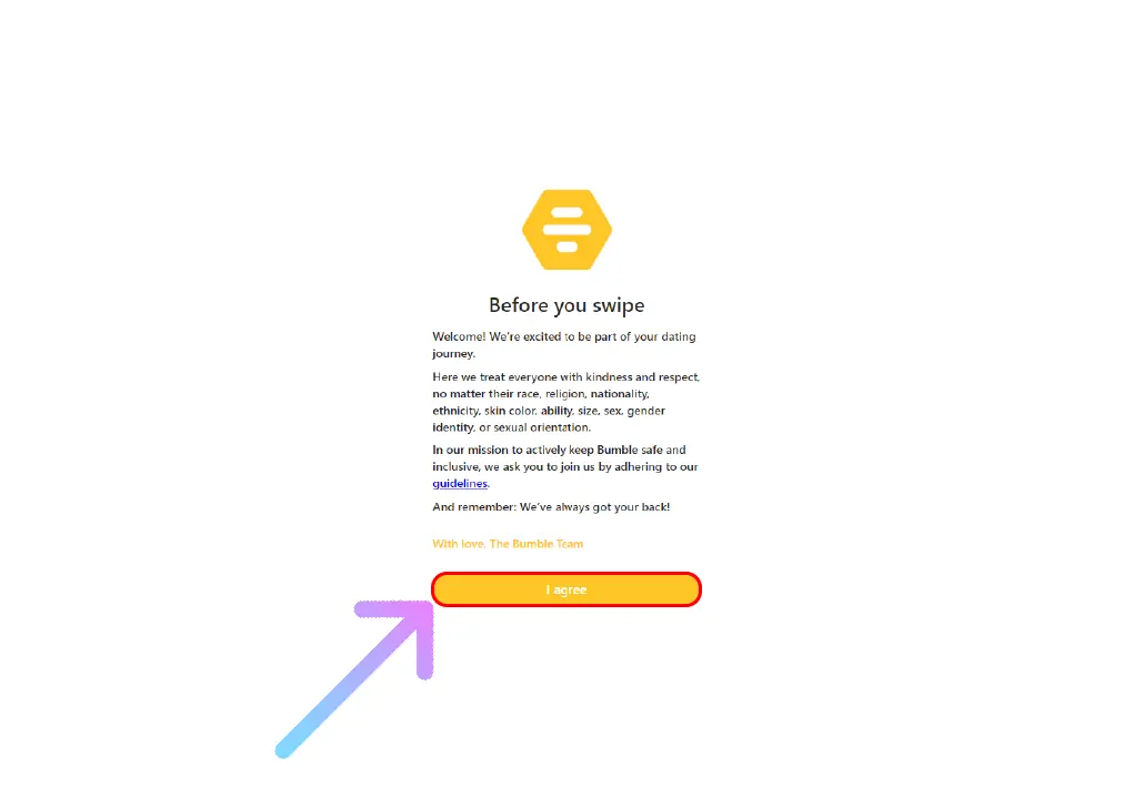 How to Get Bumble Free Trial for 1 Week? Click on i Agree on Bumble