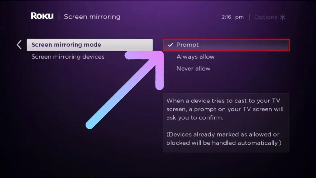 How to Make Skype Video Calls on Roku TV? Make the option ticked to Prompt