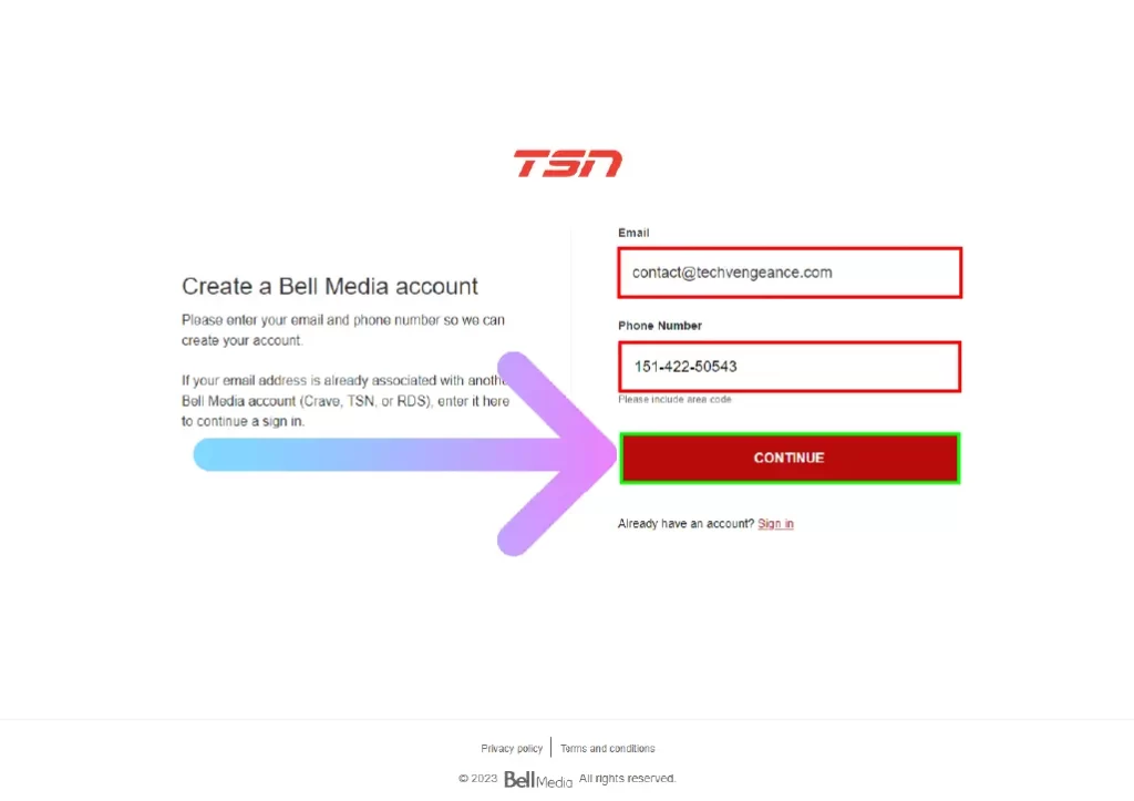 TSN Free Trial: Is it Available on TSN? enter your email address and phone number and click on Continue button