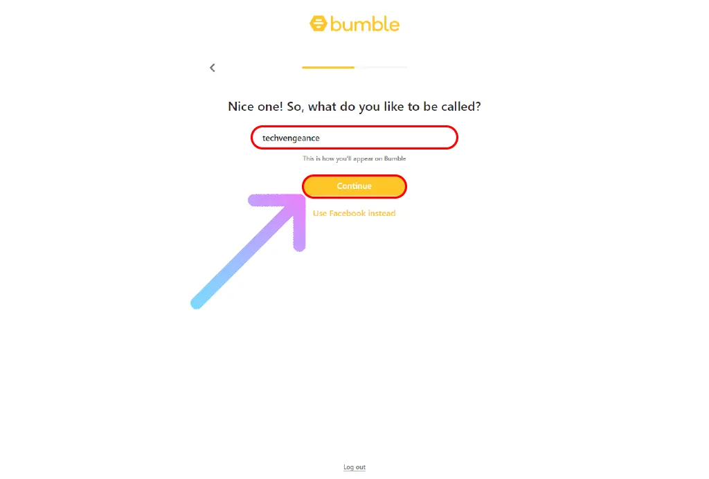 How to Get Bumble Free Trial for 1 Week? enter your username on Bumble platform
