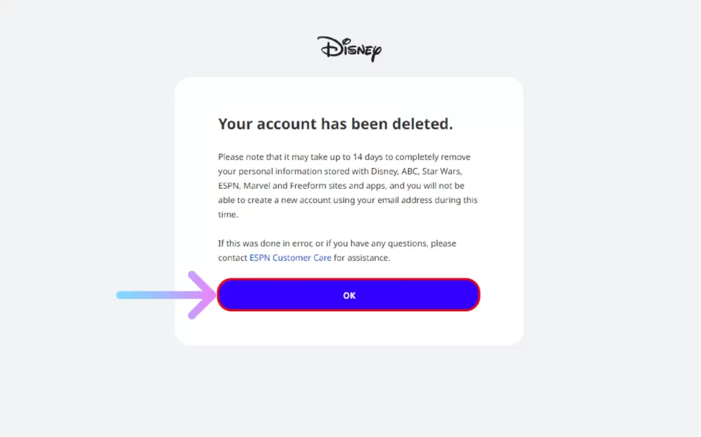 How to Delete Your ESPN Account Permanently? And your ESPN account has been deleted click on OK button