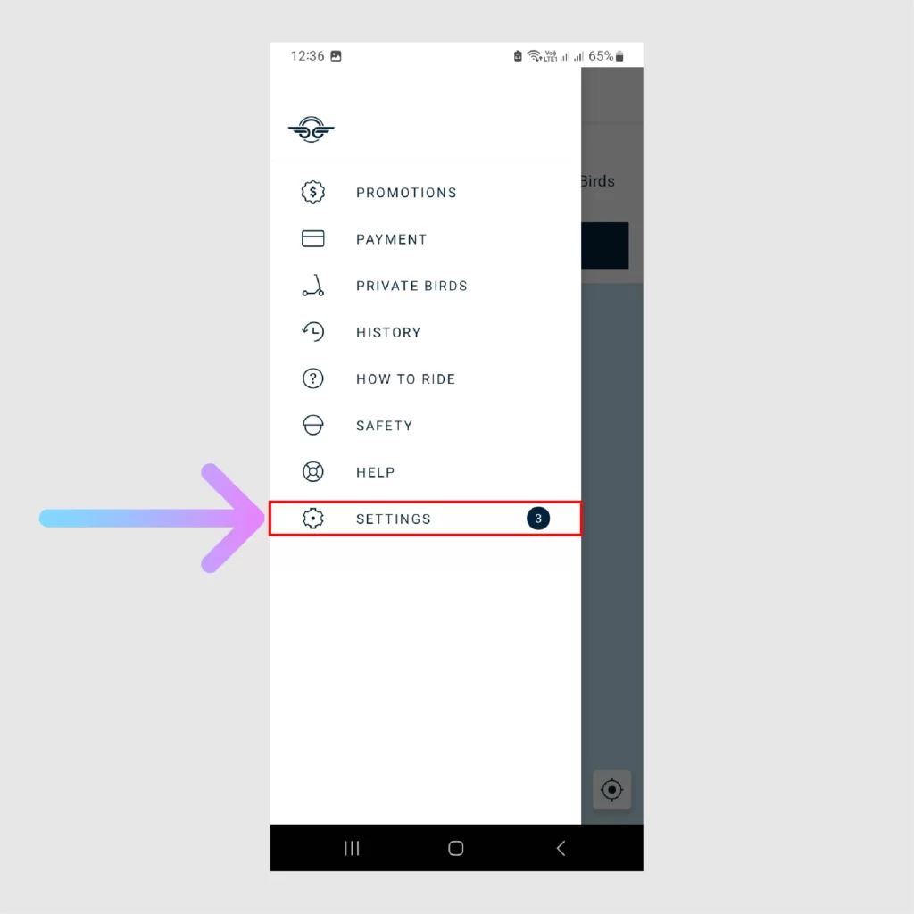 How to Delete Bird Scooter Account Permanently 2024? Select and tap on the Settings option from the list