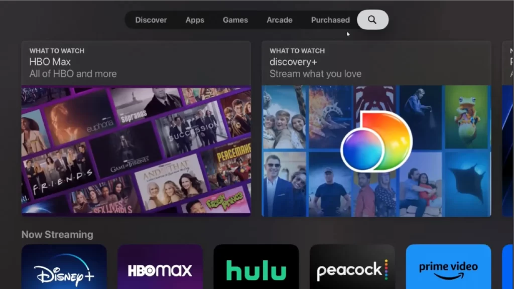 Slide down to the Search icon on Apple TV App Store