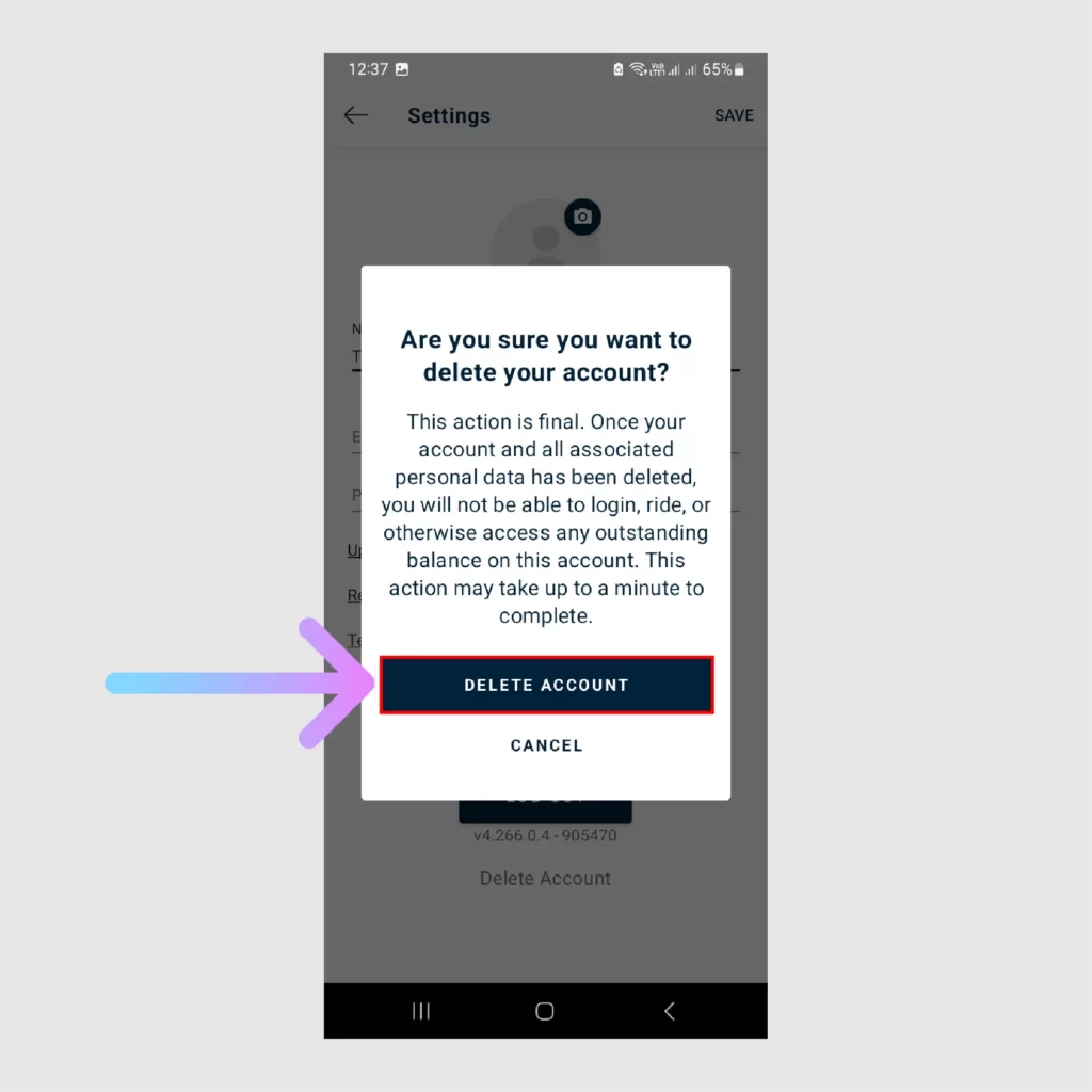 How to Delete Bird Scooter Account Permanently 2024? Tap on the DELETE ACCOUNT option on Bird Scooter