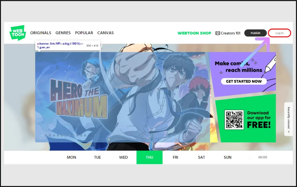 How to Delete Webtoon Account Permanently? Click on Login button on webtoon website