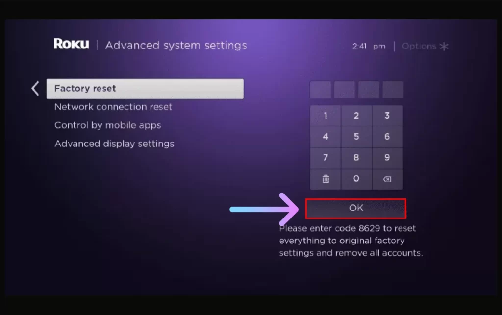 How to Reset JVC TV to Factory Default Settings 2024? Enter JVC ROku TV Passcode and select OK option