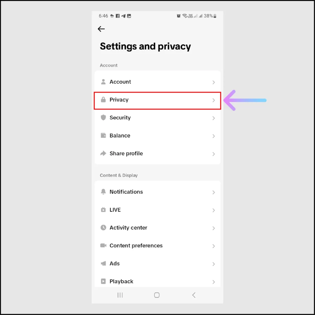 How to Enable/Disable TikTok Repost Feature Private or Public? Tap on Privacy option