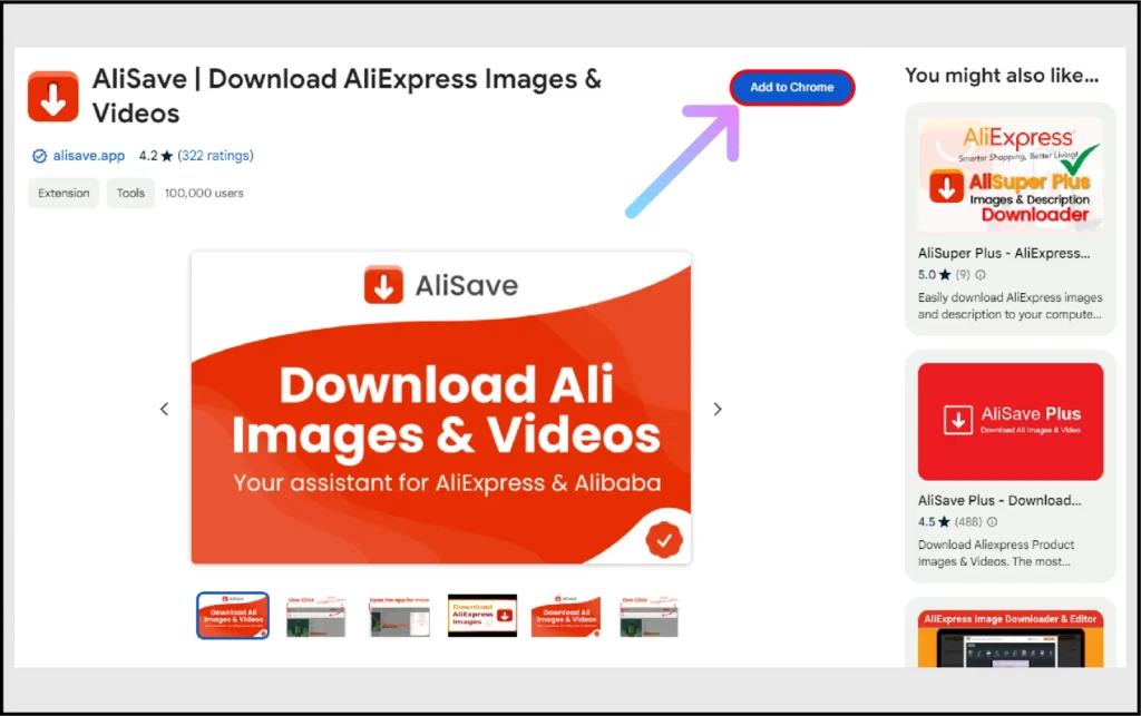 How to Download AliExpress Photos for Free 2024? Click on Add to Chrome button to add AliSave on your web browser